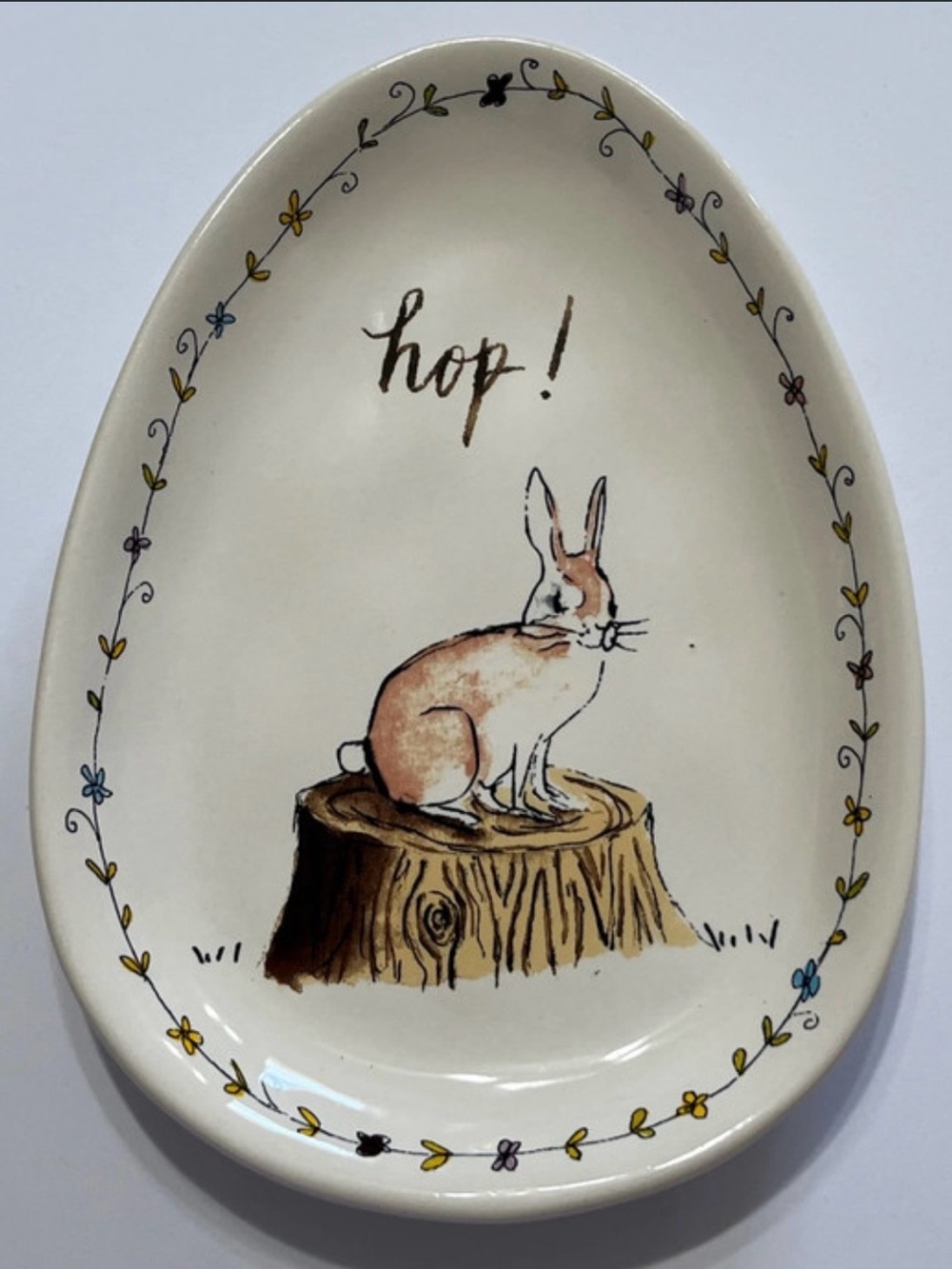 Rae Dunn Easter Bunny Rabbit Egg Shaped HOP! Plate